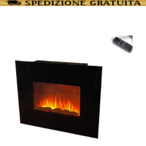 CAMINO CAMINETTO DA PARETE ELETTRICO EFFETTO FINTA FIAMMA CON TELECOMANDO