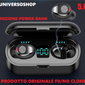 CUFFIE AURICOLARI BLUETOOTH WIRELESS SENZA FILI 5.0 POWER BANK SAMSUNG HUAWEI